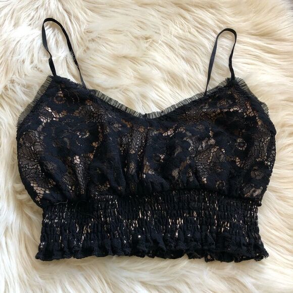 Forever 21 scalloped trim lace crop top sz medium - Picture 1 of 8